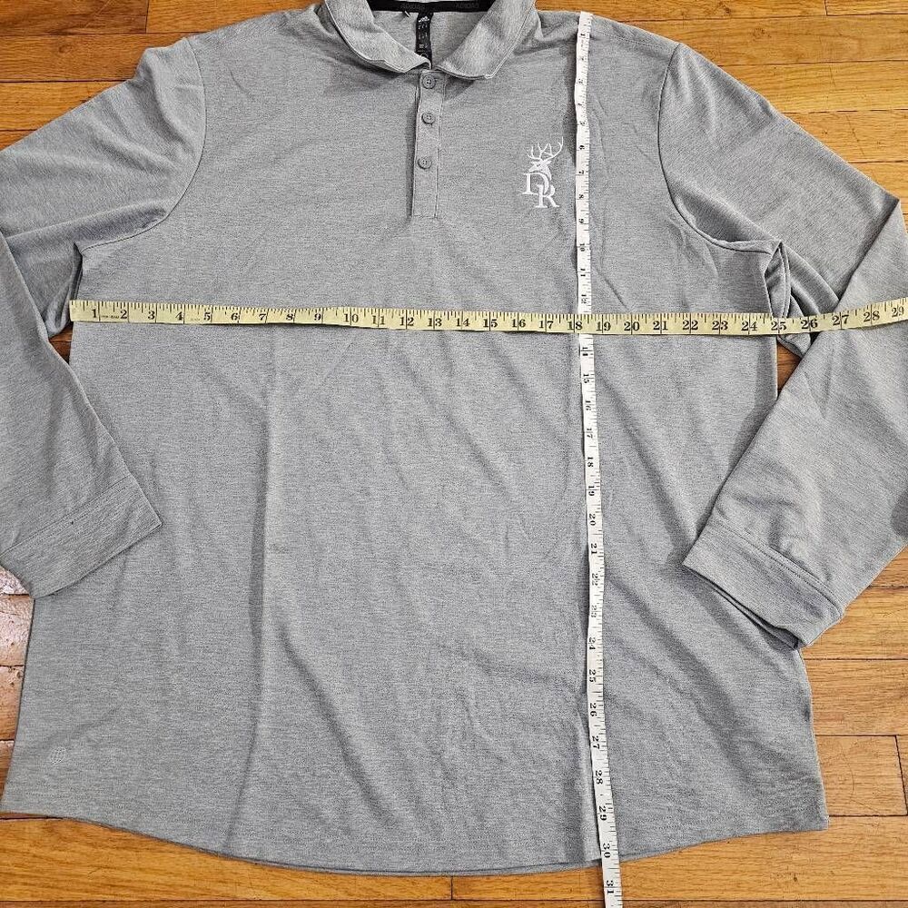 Adidas Polo Shirt Men's XLT Gray Long Sleeve - Picture 5 of 8